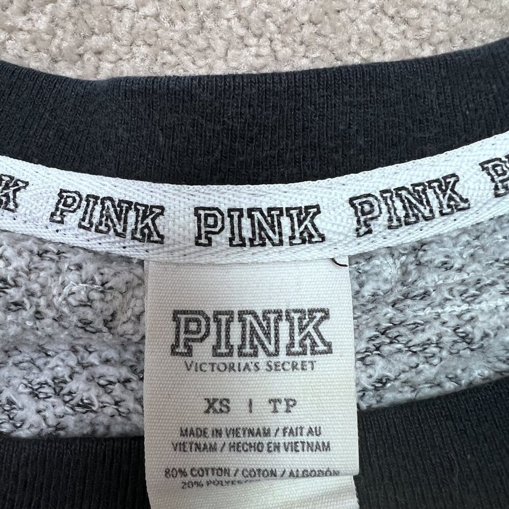 Victoria’s Secret PINK Sweatshirt Sequin Women’s Gray Long Sleeve Pullover XS - Picture 7 of 10